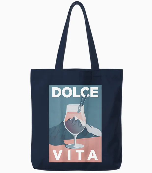Dolce Vita X Painting Italia. Berge Wandern Spritz Backprint Tote Bags in Navy