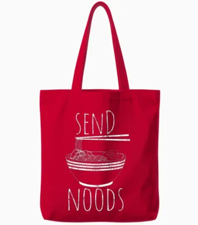 Send Noods - Funny Noodle Asian Food Gift Tote Bags - Red