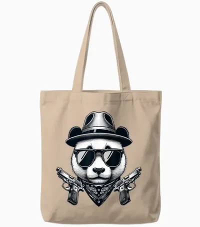 Ours Panda Gangsta Tote Bags - Natural