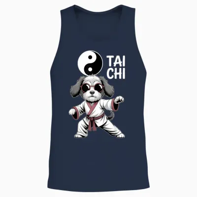 Chien De Tai Chi Drôle Arts Martiaux Yin Yang Cool Puppy Pose Unisex Tank Top - Navy