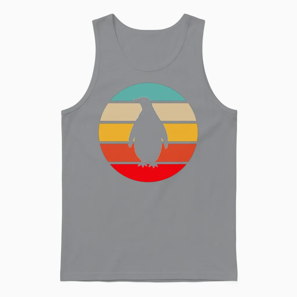 Penguin Retro Unisex Tank Top in Sport Grey