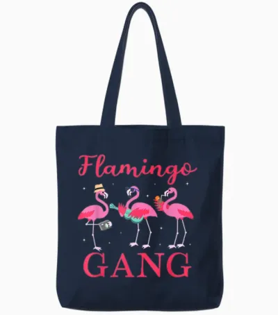 Flamingo Gang Funny Flamingo Holiday and Jga Tote Bags - Navy