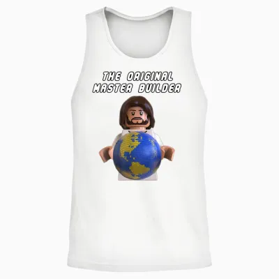 Original Master Builder T-Shirt Brick Earth God Minifigure Unisex Tank Top - White