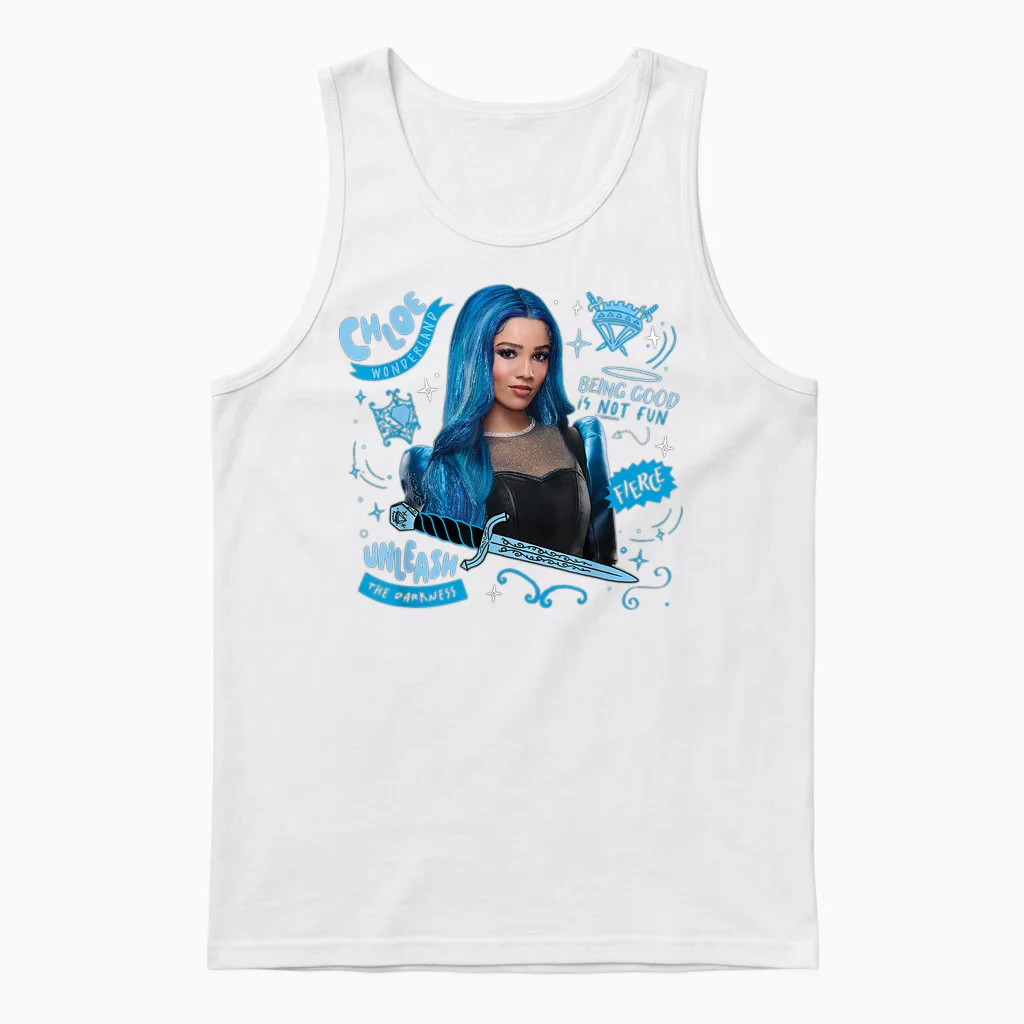Disney Descendants: Wicked Wonderland Chloe Charming Fierce Unisex Tank Top in White