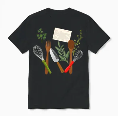 Retro Recipe Utensils Unisex T-Shirt - Black