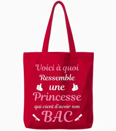 Baccalauréat 2026 Princesse Cadeau Enfant Bac Fille Femme T-Shirt Haut De Gamme Tote Bags - Red