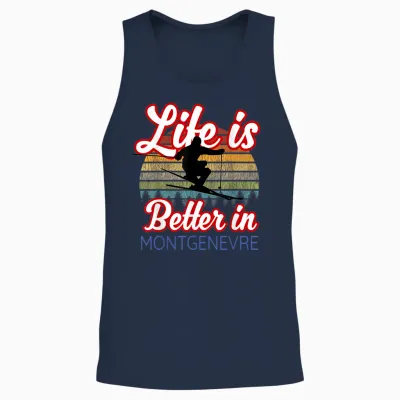 Souvenir De Montgenèvre / Life Is Better Ski Resort Montgenèvre T-Shirt, Black, S Unisex Tank Top - Navy
