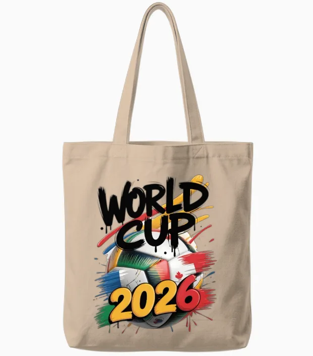 Football 2026 Art Tote Bags in Natural