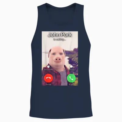 John Pork Is Calling T-Shirt, Black Unisex Tank Top - Navy