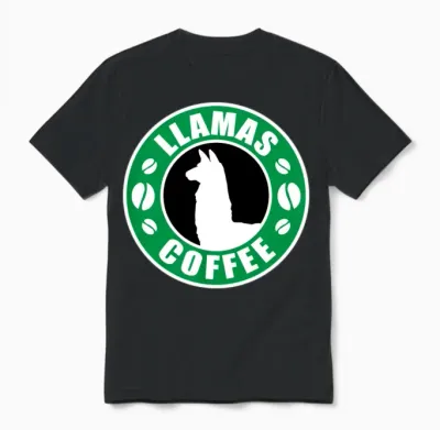 Llamas and Coffee Humour Funny Llamas Coffee Gift Unisex T-Shirt - Black
