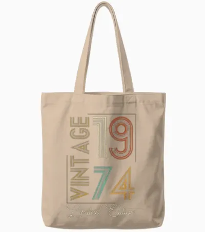 Vintage 1974 Limited Edition Aged to Perfection Tote Bags - Natural