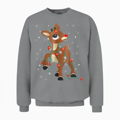 Cute Rudolph the Red Nose Reindeer for Kids Christmas Unisex Sweatshirt - Sport Grey