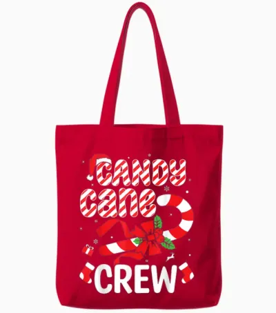 Candy Cane Crew - Funny Christmas Holiday Men Women Tote Bags - Red