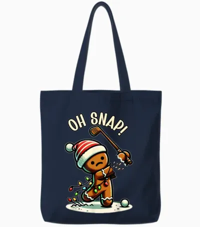 Funny Gingerbread Man Pajamas & Pjs Xmas Holiday Oh Snap Gingerbreadman Golfer Golf Christmas Golfing Tote Bags - Navy