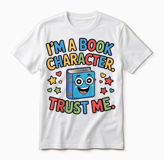 I'm a Book Character Costumes for Kids Storybook Character Unisex T-Shirt in White