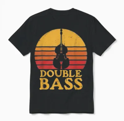 Double Bass Retro Unisex T-Shirt - Black