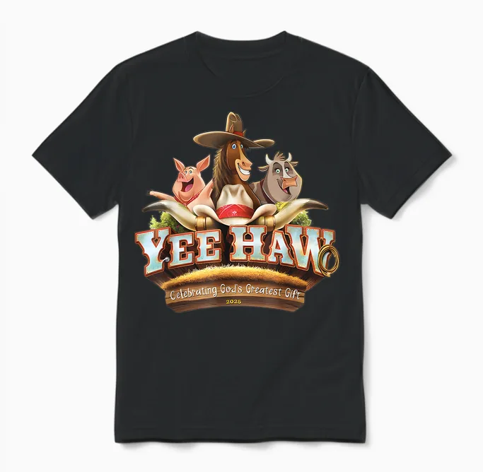 Yee Haw Vbs 2025 Animal Farm Vacation Bible School Unisex T-Shirt in Black