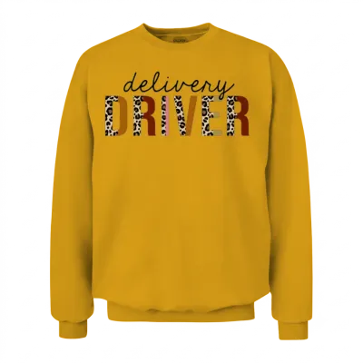 Delivery Driver Leopard Print Funny Unisex Sweatshirt - Gold