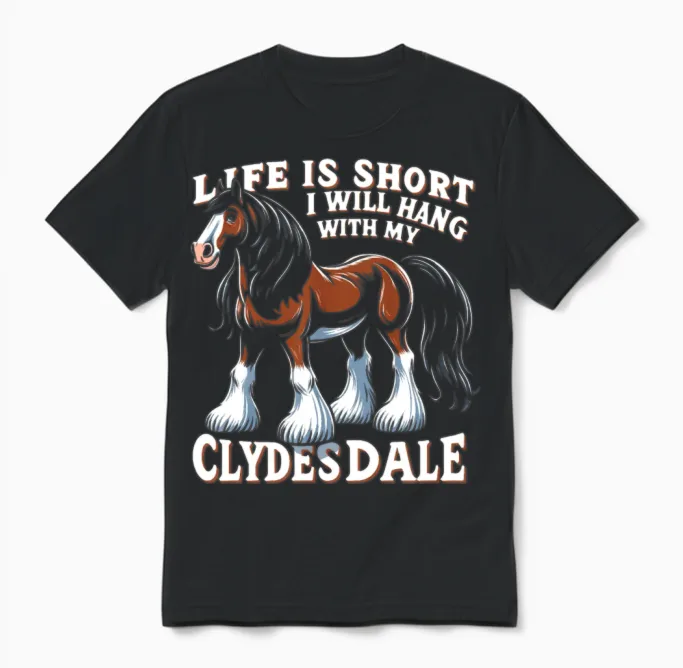Draught Horse Lover Giant Horse Breed Clydesdale Unisex T-Shirt in Black
