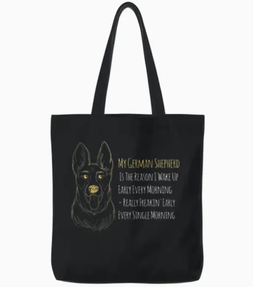 German Shepherd Gsd Dog Breed Pet Doggo Puppy Gift Tote Bags - Black