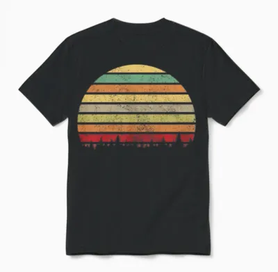 Retro Forest Silhouette Unisex T-Shirt - Black