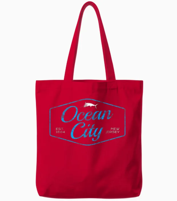 Ocean City Nj Marlin Tote Bags in Red