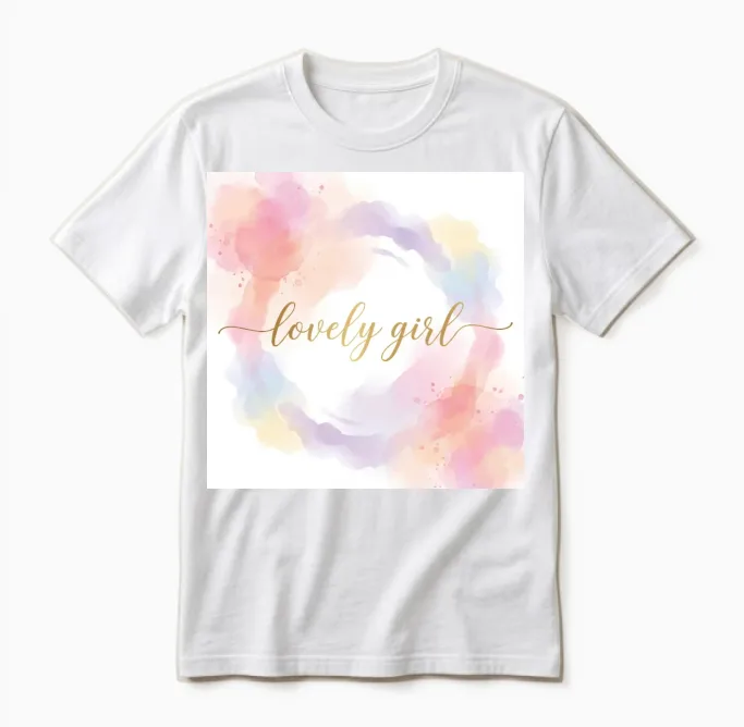 Lovely Girl White Background Unisex T-Shirt in White