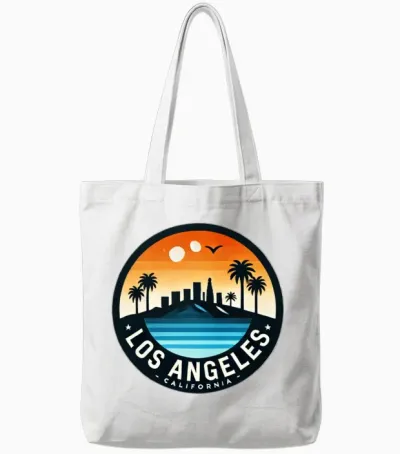 Los Angeles Retro Tote Bags - White