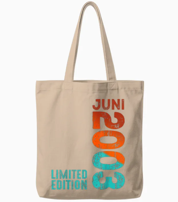 Limited Edition Juni 2003 Legendär Seit Juni 2003 Geburtstag Tote Bags in Natural