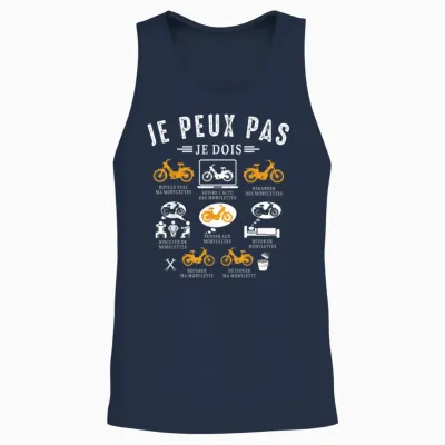 I Can I Must Moped Mob Mob Moped Humor T-Shirt, Black, S Unisex Tank Top - Navy
