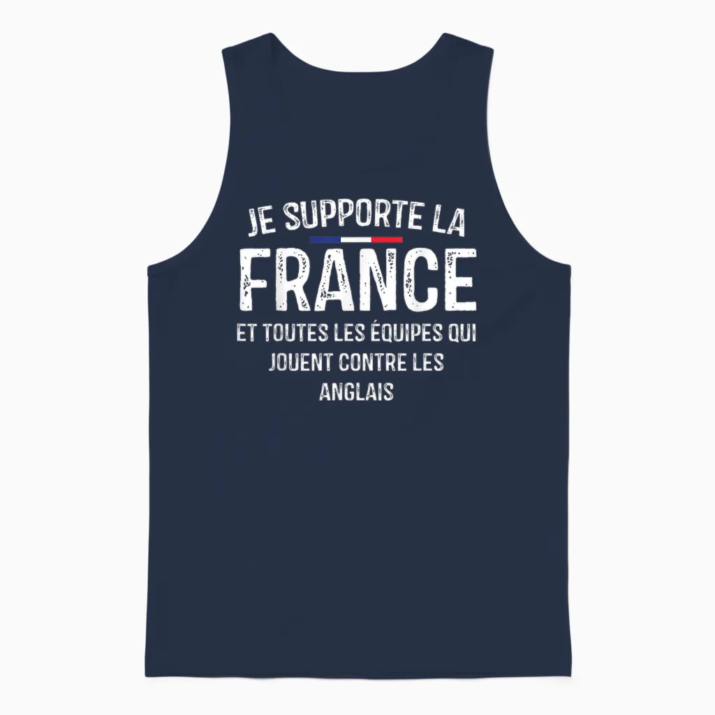 Je Supporte La France Et Toutes Les équipes Contre Anglais Unisex Tank Top in Navy