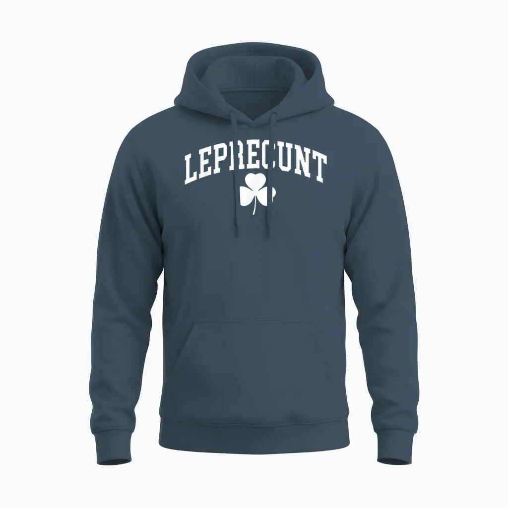 Leprecunt Funny Irish Shamrock Patrick's Day Men Women Unisex Hoodie in Dark Heather