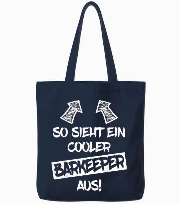 Cooler Barkeeper Lustiger Spruch Barmann Kellner Tote Bags in Navy