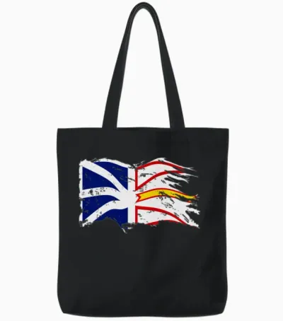 Distressed Waving Nl Flag Cut Tote Bags - Black