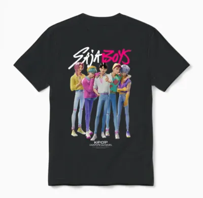 Kpop Demon Hunters Saja Boys Band Officially Licensed Unisex T-Shirt - Black