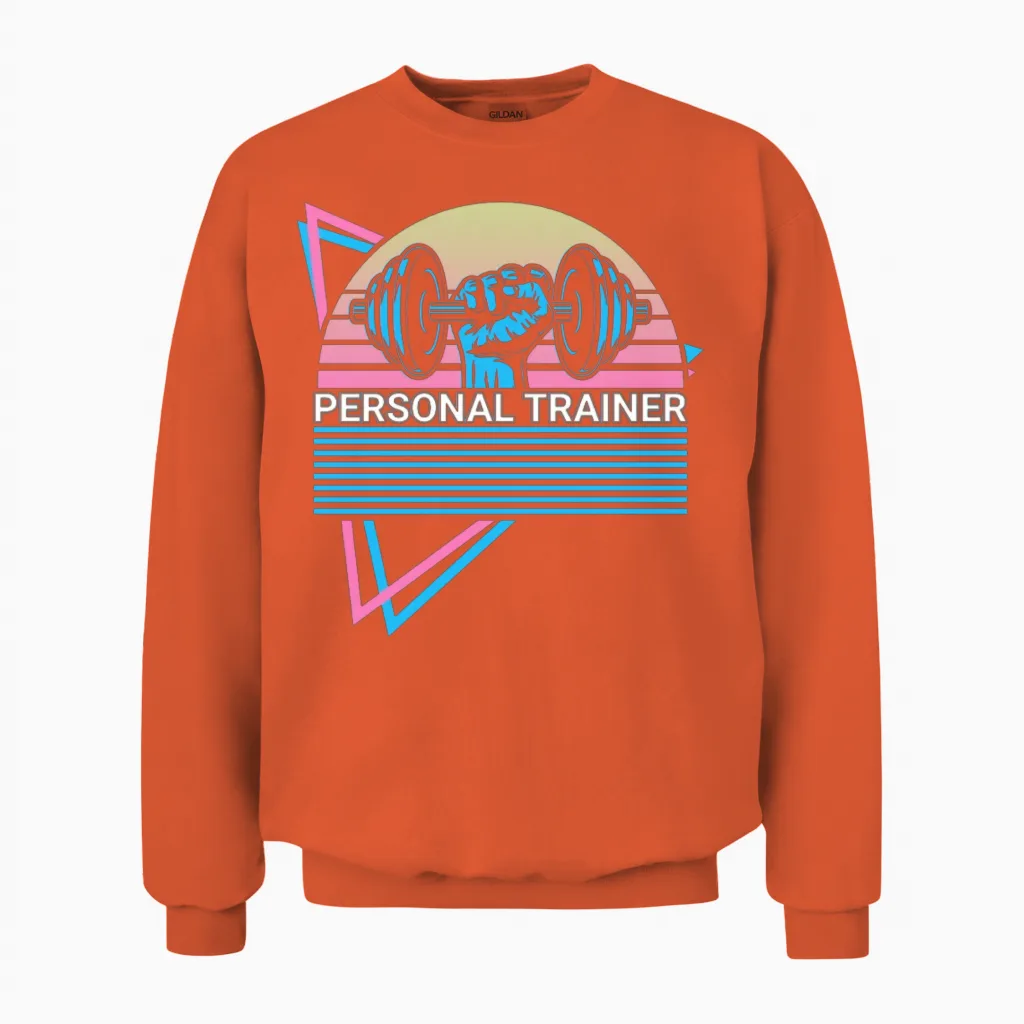 Personal Trainer Retro Unisex Sweatshirt in Orange