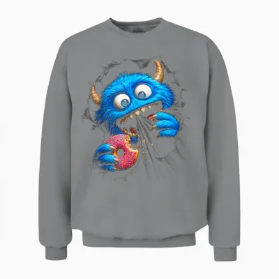 Cadeau Original Effet Optique Donut Monstre Drole Trompe œil Unisex Sweatshirt - Sport Grey