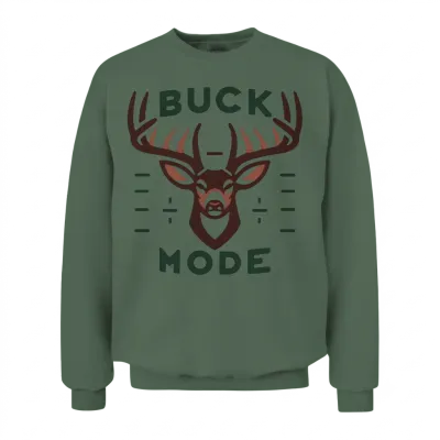 Buck Mode Woodland Deer Emblem Unisex Sweatshirt - Military Green