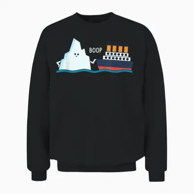 Titanic Funny Titanic and Iceberg Boop Parody for Boys and Girls Unisex Sweatshirt - Black