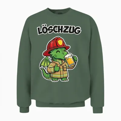 Feuerwehr Drache Mit Bier Löschzug - Lustiges Feuerwehrteam Unisex Sweatshirt - Military Green