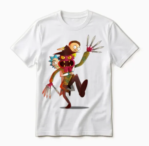 Mademark X Rick and Morty - Rick and Morty Shirt a Nightmare on Scary Street Unisex T-Shirt in White