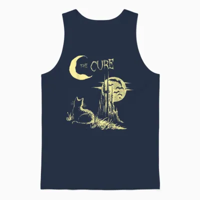 Retro the Cure Cat Gothic Cat Lover Men Women Unisex Tank Top - Navy