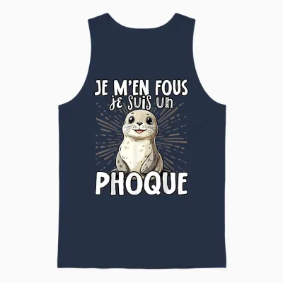 Je M'en Fous Je Suis Un Seal Cute T-Shirt, Black, S Unisex Tank Top - Navy