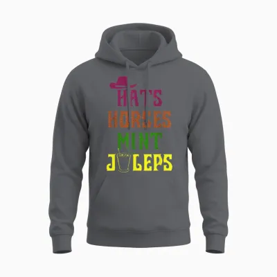Horse Racing Hats Horses and Mint Juleps Derby Unisex Hoodie - Charcoal