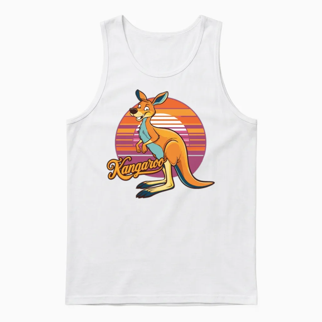 Funny Kangaroo Retro Vintage Unisex Tank Top - White
