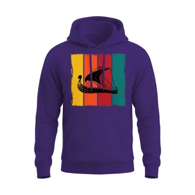 Retro Viking Ship Unisex Hoodie - Purple