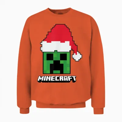 Minecraft Christmas Creeper Santa Unisex Sweatshirt - Orange