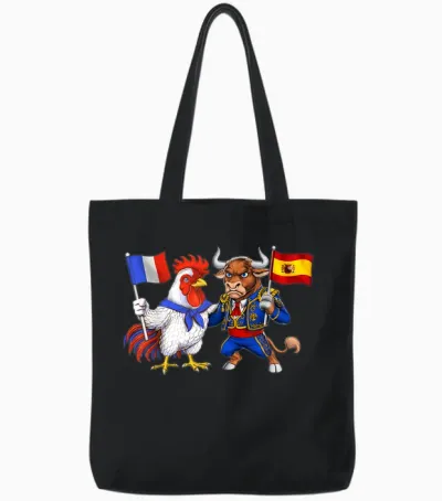 Flag France Spain French Roots Spanish Heritage Tote Bags - Black