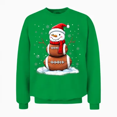 Christmas American Football Snowman Xmas Sport Men Boys Unisex Sweatshirt - Irish Green