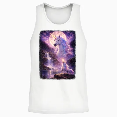 Einhorn Heulend Auf Mond Vintage Funny Mystic Unisex Tank Top - White